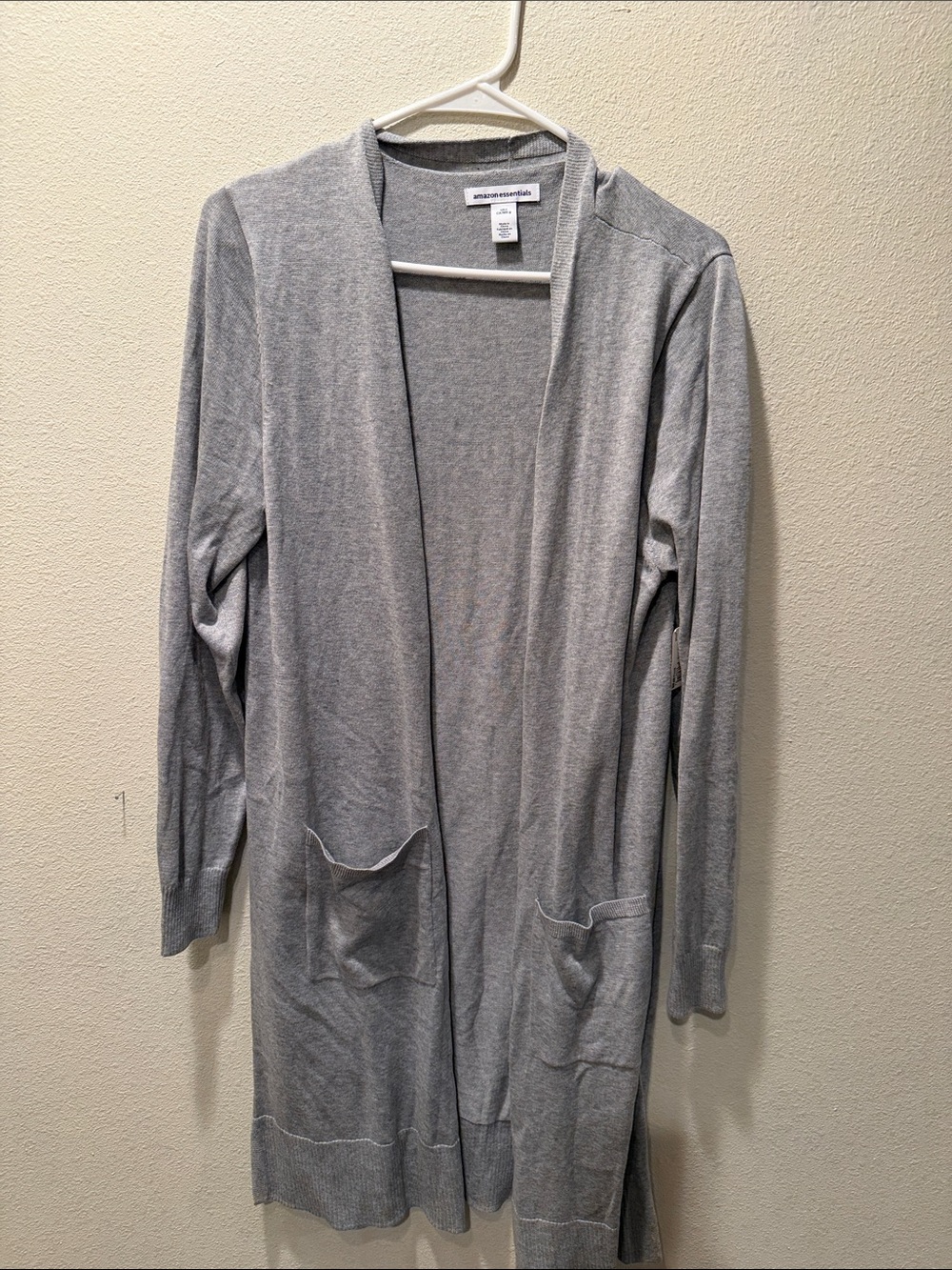 Amazon Essentials Light Gray Open-Front Long Cardigan